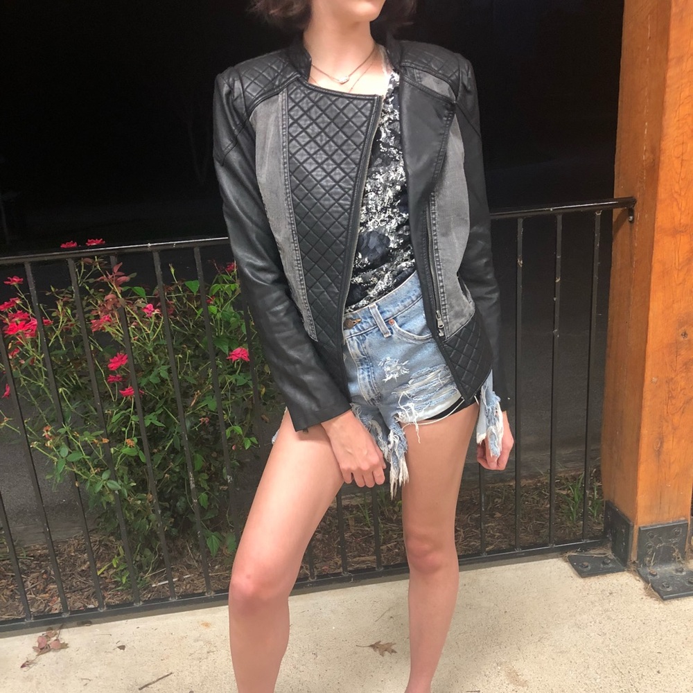 Dark Denim and Black Leather Jacket